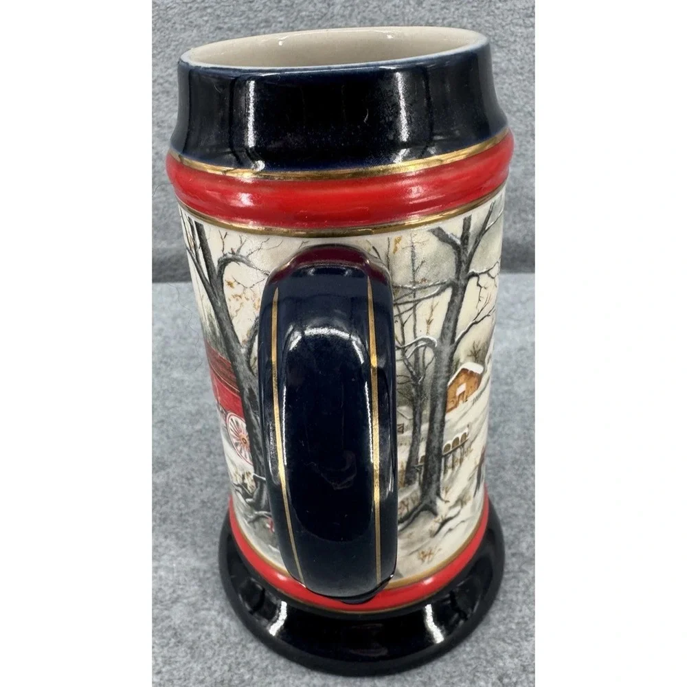 Budweiser Clydesdales Vintage Holiday Beer Stein Winter An American Tradition‎